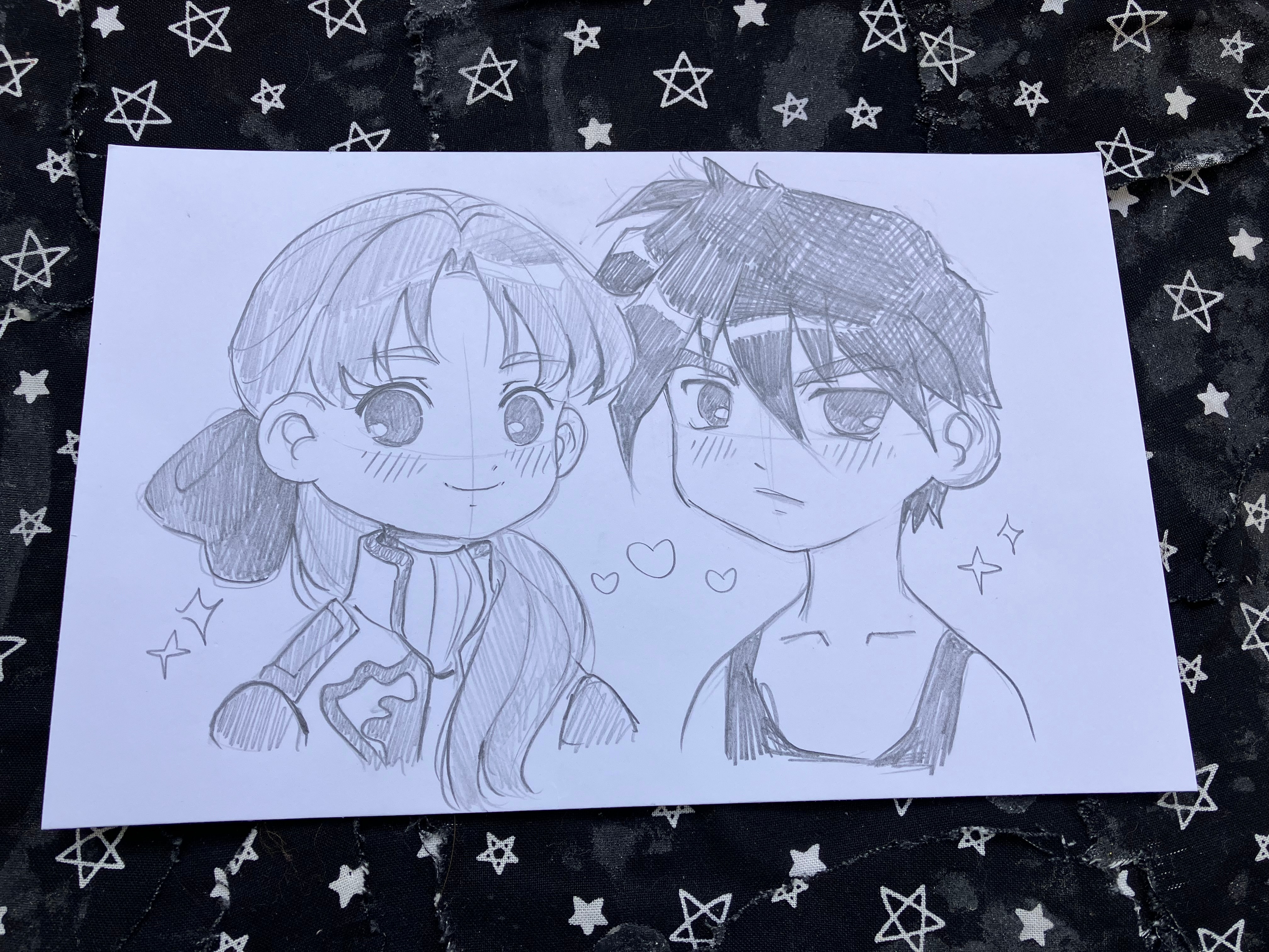 Headshot sketch of Gundam wing Heero and Relena.